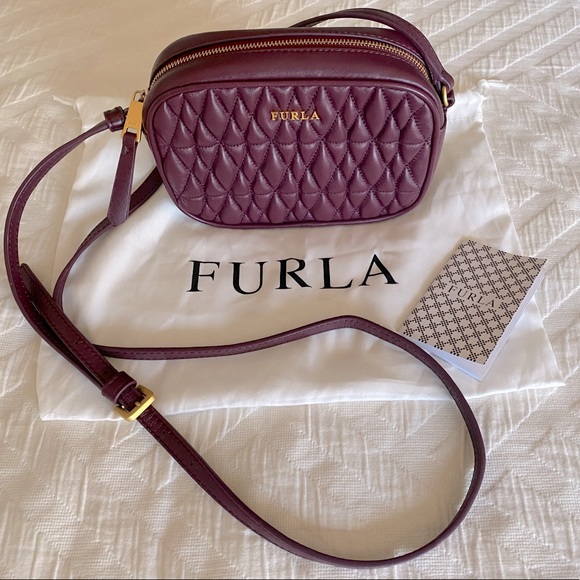 Furla Handbags - Furla Cometa Amaranto Quilted Mini Crossbody genuine leather burgundy + dust bag